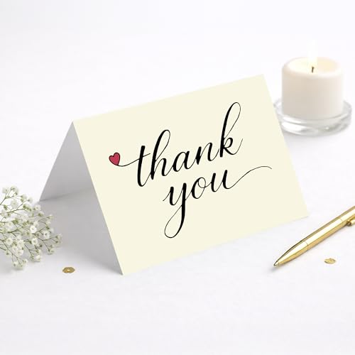 Cheerin 20 Pack White Thank You Cards With Envelopes Set - Elegant Thank You Notes for Wedding, Birthday and Business - Bulk Appreciation Cards 3x5 inch - style: WARM WHITE