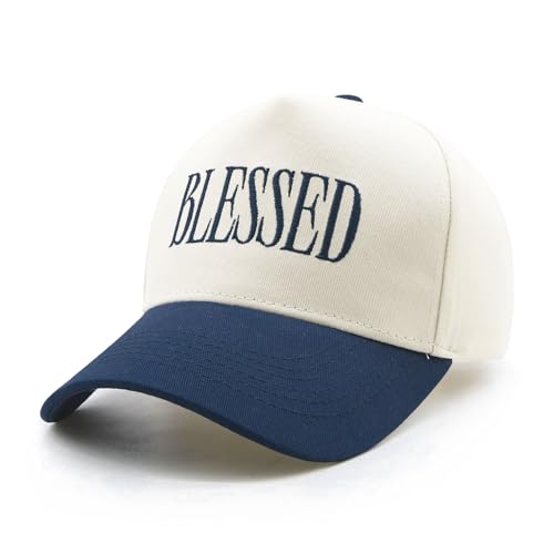 Men Women Blessed Trucker Hat Christian Baseball Cap Trendy Religious Gifts - color: Blessed-blue/Beige