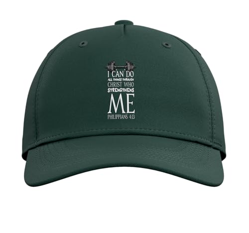 Can Do All Thing Through Christ Bible Verse Church Camp VBS Adjustable Baseball Hat - color: Dark Green
