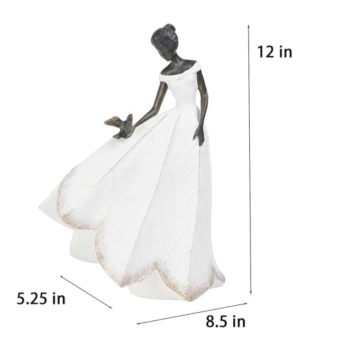 Guichifun Fairy Statue, White, 8.5 x 5.25 x 12 Inch - color: White-bird, size: Large