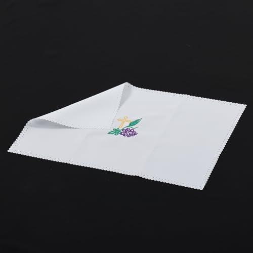 BLESSUME Church Mass Altar Cloth Purificator Cloth Cross Embroidery (White 1) - color: White 1