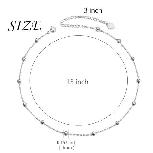 DAOCHONG Women S925 Sterling Silver Disc Statement Choker Necklace - style: Fashion Beads