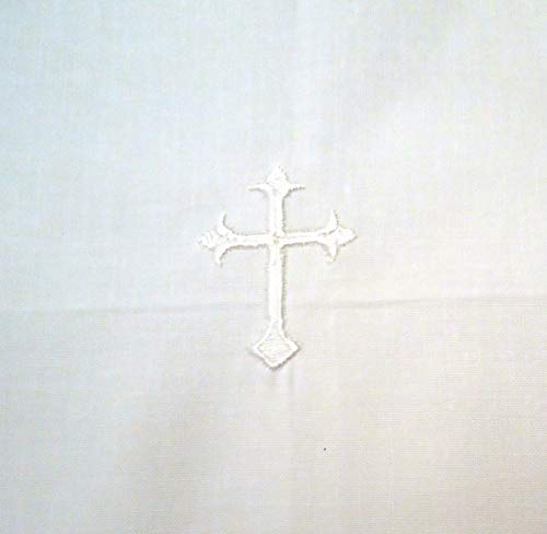 Integrity Designs White Linen Cloth White Cross Embroidery 18 Inches Square