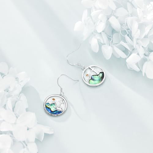 AOBOCO Mustard Seed Earrings for Women Sterling Silver Mountain Cross Earrings Dangle Christian Religion Jewelry Mothers Day Birthday for Mom Wife Friends - style: Round Mountain Cross Hooks