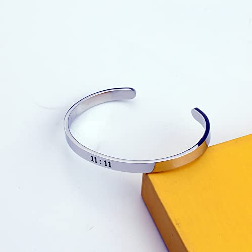 11 : 11 Cuff Angel Numbers Bracelet Make A Wish Gift for Women - color: Silver