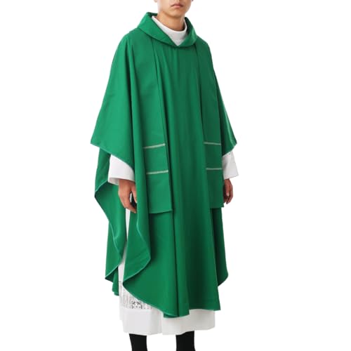 BLESSUME Hope/Spirit Church Priests Solid Chasuble Mass Vestments - color: Green-flat Collar