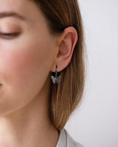 14K Gold Earring Cross Waterdrop Butterfly Heart Knot Earrings for Women Gold Silver Cross Leverback Drop Gold Silver Teardrop Hoop Dangle Earring White Gold Dangle Drop Earring - color: Black-CZ Butterfly Leverback Earring