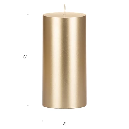Mega Candles 6 pcs Unscented Solid Gold Pillar Candles, Hand Poured Premium Wax Candle 3 Inch x 6 Inch, Home Décor, Spas, Weddings, Occasions, Party, Centerpieces, Holidays, Vigils, Prayers - color: Gold, size: 6 Pieces