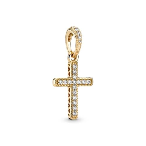 Sport Religious Charm 925 Sterling Silver Pendant,Jewelry Beads Gifts for Women Bracelet&Necklace - color: Gold plated Cross Dangle