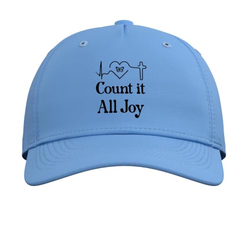 God Scripture Count it All Joy Sign Christian Bible Verse Adjustable Baseball Hat - color: Light Blue