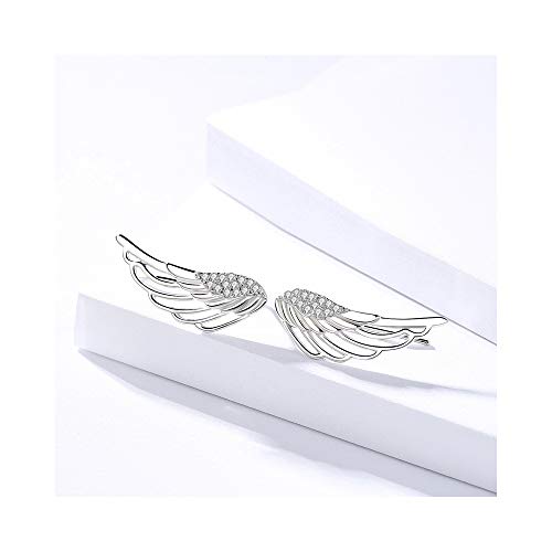 Angel Wings CZ Ear Climber Earrings S295 Sterling Silver Cuff Crawler Hook Studs for Women Daugther