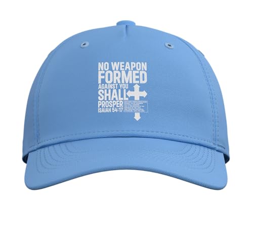 No Weapon Formed Against You Isaiah 54 17 Bible Christian Adjustable Baseball Hat - color: Light Blue