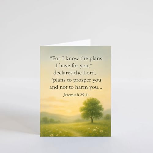 PICTURE THIS PRINTS Jeremiah 29:11 Prayer Encouragement Card, Bible Verse Prosperity Card, Plans to Prosper You Religious Support Greeting Card, Comes with Envelope (5x7”)