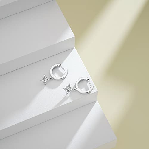 SEVENWELL Huggie Hoop Earrings for Women, Dangle Dangle Hoops - color: 06 Silver Celestial