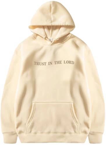 PANOZON TRUST IN THE LORD Hoodie Christian Faith Religious God Tops Man Woman Pullover Sweatshirt Y2K Longsleeve - color: 2-beige, size: Small