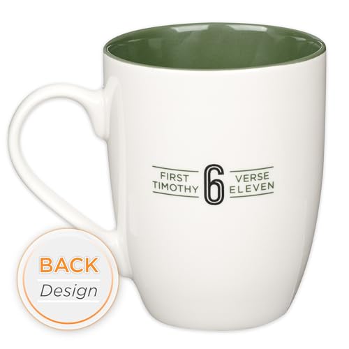 Christian Art Gifts Inspirational Ceramic Coffee & Tea Scripture Mug for Men - color: White & Green/Man of God, size: 12 Ounces
