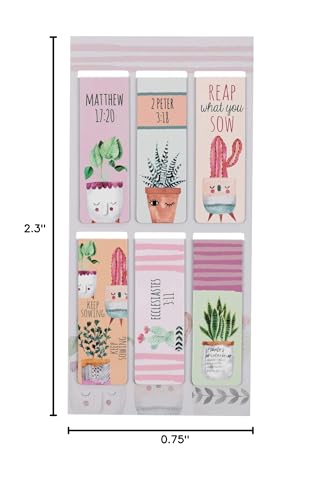 Christian Art Gifts Magnetic Scripture Bookmark Set for Women: - color: Cheerful Cactus Plants