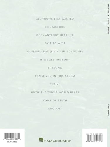 The Best of Casting Crowns – Easy Piano Songbook | 12 Christian Hits Including Voice of Truth, Who Am I, Lifesong and More | Hal Leonard Sheet Music for Beginners and Worship Pianists