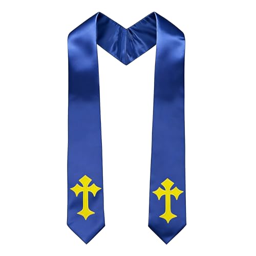 Choir Stole with Cross Embroidery for Church, Ideal for Costume,72" - color: Royal Blue