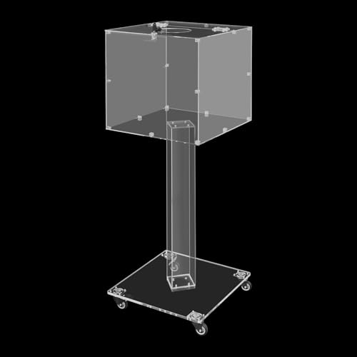Suggestion Box with Lock and Key Donation Box with Stand and Wheel Acrylic Ballot Box Standing Offering Box for Church, Office, Voting (Clear, Round Hole) - color: Clear, size: Round Hole