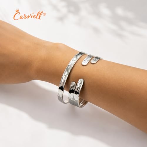 Carviell Bracelets for Women – 100+ Meaningful Engraved Messages – Solid 316L Surgical Stainless Steel Cuff Bracelet – Gift Ready - color: COLLEAGUES Gift - Chance made us colleagues but the... friends.