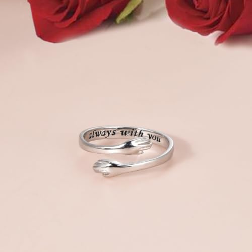 925 Sterling Silver Celtic Knot Open Adjustable Ring for Women Size 4-7 - color: Hug Ring:always with you