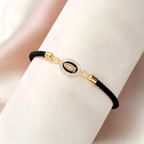 Catholic Bracelets St. Benedict Bracelet Red Rope Double Hole Pendant Couple Woven Bracelets Adjustable Black Bracelet - color: YY75-3 Black