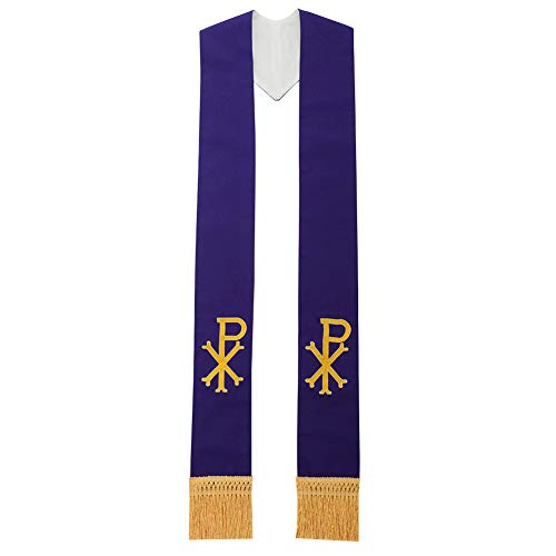 BLESSUME Church Priest Reversible Stole Purple and White with Tassels