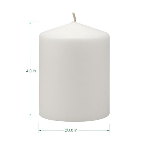 Stonebriar 3 Pack Tall 3 x 4 Inch 35 Hour Long Burning Unscented White Wax Pillar Candles - size: 3 x 4 inches, style: Pack of 3
