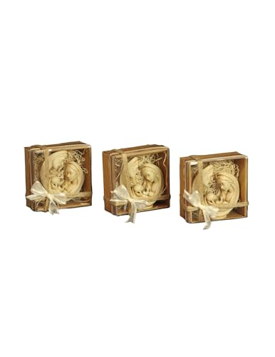 Holy Family Mini Figurines – Set of 3 Gift-Ready Keepsakes | Handcrafted Catholic Resin Statues Made in Mexico for Baptism, Communion & Faith Sharing