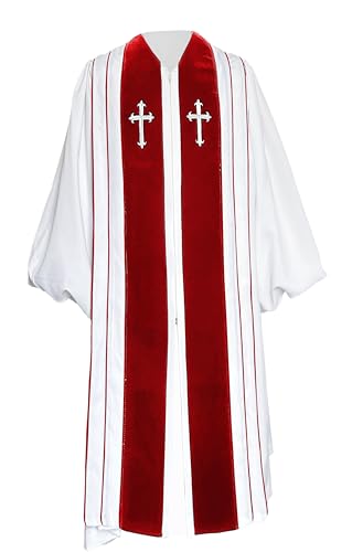 MyGradDay Unisex Deluxe Clergy Robe,clergy church gown - color: White(red), size: 51''(5'6''-5'8'')