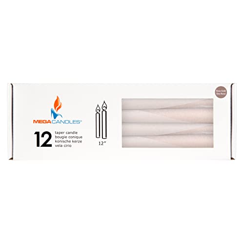 Mega Candles 12 pcs Unscented Rose Gold Taper Candles, Hand Poured Wax Candle 12 Inch x 7/8 Inch, Home Décor, Wedding Receptions, Centerpieces, Occasions, Events, Romantic Dinners, Prayer, Holders - color: Rose Gold