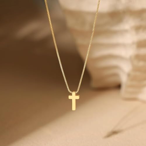Fesciory Cross Necklace for Women, 14K Gold Plated Rhinestones Jewelry Gift - color: Gold Plated 7