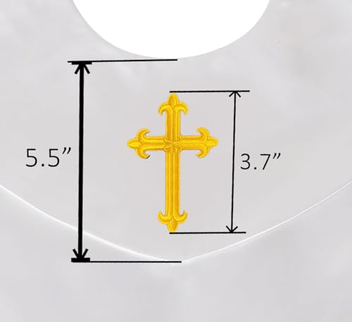 GradPlaza Unisex V Shape Church Choir Stole with Gold or White Embroidery Cross for Adults Church - color: White, style: Gpld Cross