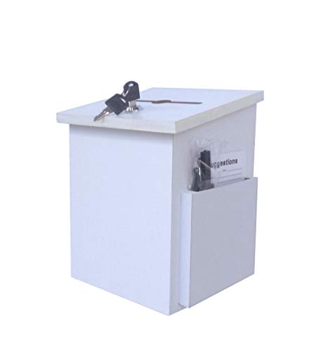 FixtureDisplays® Comment Collection Suggestion Donation charity Ballot 7.5" W x 7.5" H x 9-7/8" D 15659-White