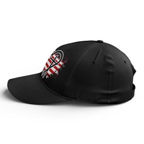 American Flag Christian Trucker Hat for Men Women, Adjustable Snapback Baseball Cap USA Pride Hat Religious Gifts - color: Black Red White Heart