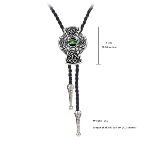 Fashionable Cross Bolo Tie Multi-Color Cross Shield Necktie - color: Retro Style 4-green