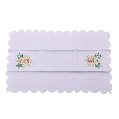 BLESSUME Church Mass Altar Cloth Purificator Cloth Cross Embroidery (White 7) - color: White 7