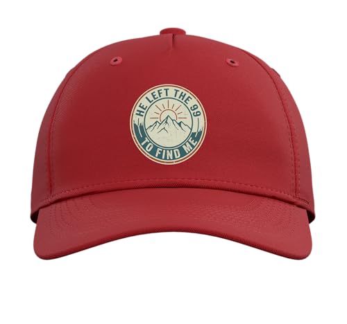 He Left The 99 to Find Me Retro Christian Bible Verse Adjustable Baseball Hat - color: Red