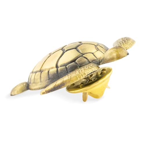 Beach & Ocean Lapel Pins - Gold & Silver Sea Life, Nautical & Tropical Designs - color: Antique Gold Sea Turtle, size: 10 Pack