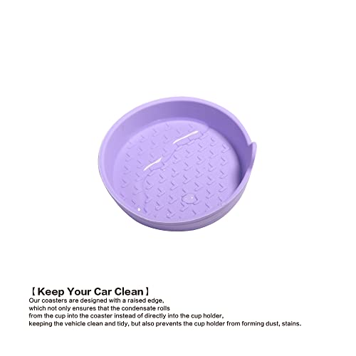 4 Packs Silicone Car Cup Holder Coasters,Car Coasters for Cup Holders,Universal Removabl Vehicle Cup Holder Coasters for Most Cars, Trucks, RVs (Purple) - color: Purple