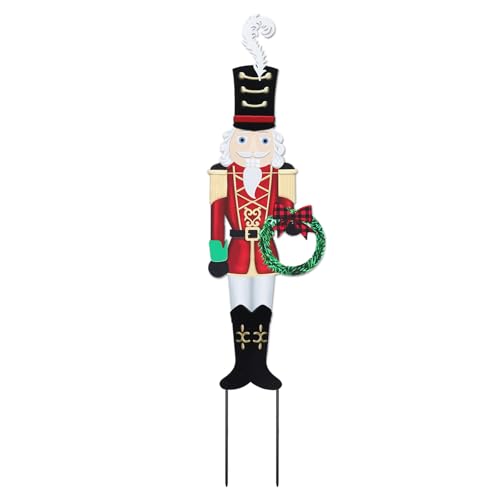 Christmas Yard Sign Decorations Outdoor Christmas Nutcracker Wreath Yard Signs with Metal Stakes for Xmas Holiday Party Lawn Sign Garden Decor Outdoor Yard Signs - style: Nutcracker