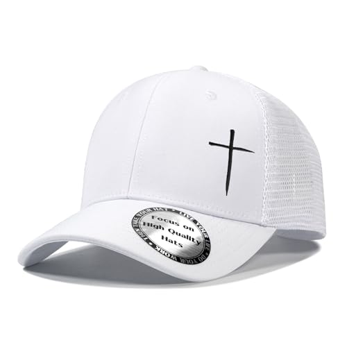 Christian Hats for Men Women,Jesus Cross Hat Christian Religious Gifts for Birthday/Christmas - color: 51.white-01