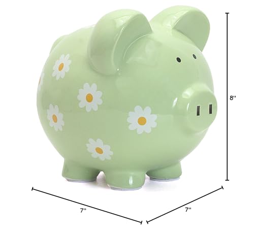 Child to Cherish Ceramic Piggy Bank for Girls, Daisy Green - color: Daisy Green
