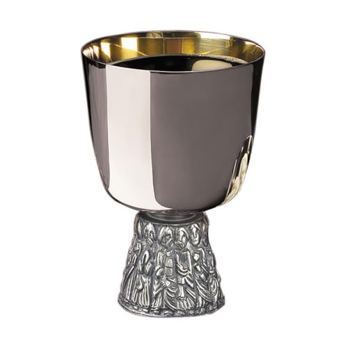 Gold Plated Brass Chalice & Paten, 16 Ounce, Nickel Plated Last Supper - color: Nickel Plated Last Supper