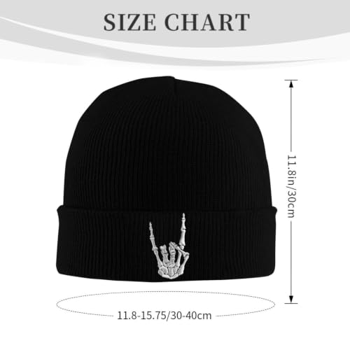 Skull and Crossbones Beanie Hats for Women Men, Funny Winter Warm Cozy Stretchy Knitted Cuffed Skeleton Cap - color: Skeleton Hand Black