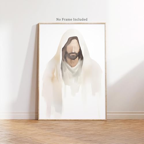 Jesus Watercolor Wall Art Christian Canvas Painting Scripture Pictures Wall Decor Bible Verse Poster Lds Jesus Prints Religious Watercolor Art God Poster Jesus Portrait Canvas 16x24inch No Frame - color: Jesus Face Portrait, size: 16"L x 24"W