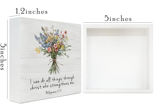 Philippians 4:13 Bible Verse Wood Desk Decor, Christian Gifts for Women - color: White03