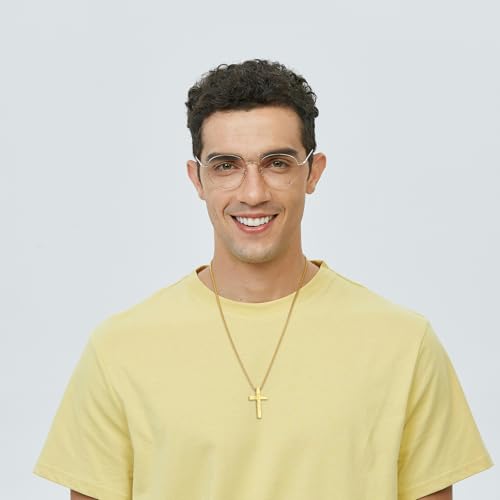 Gnamy Basketball Cross Necklace Gifts for Boys Men, Cross with Bible Verse Stainless Steel Pendant Chain Easter Christian Religious Jewelry Gifts for Him Kids Teenage Teens - color: Gold, style: Joshua 1:9
