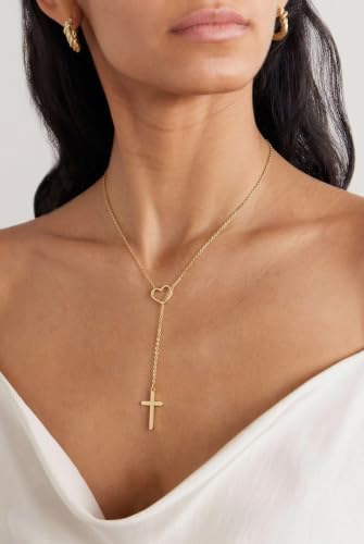 Christian Cross Necklace for Women, Unique Birthday Gifts for Women, Confirmation Baptism Gifts for Sister, Mom, Friends, Daughter in Christ Birthday Christmas - color: Heart-CROSS-GOLD-first communion
